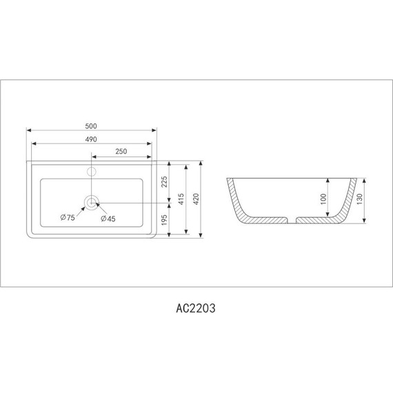 Раковина-чаша Abber Rechteck 50 см AC2203MB, черный матовый - фото 5