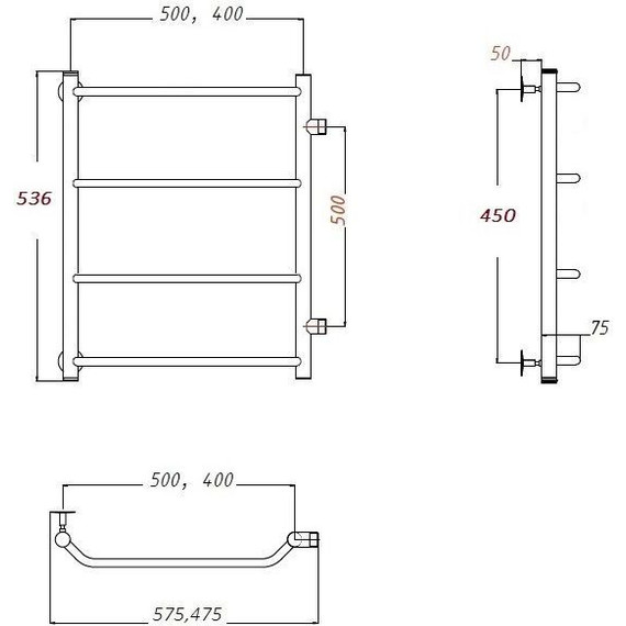 Полотенцесушитель водяной Тругор Браво ПМ1 с боковым подводом П4 400х600 мм (м/о 500 мм) 00-00015911 - фото 5