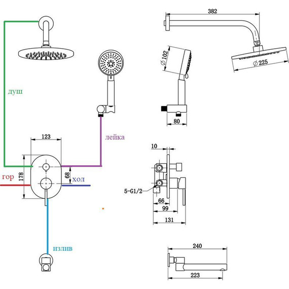 Душевая система для ванны Bronze de Luxe Scandi 14582/1B, черный матовый - фото 5