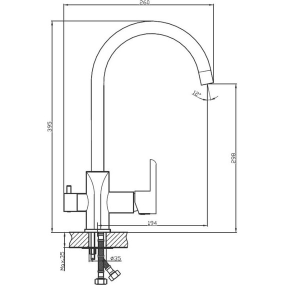 Смеситель для кухни Haiba HB76805-7, черный/хром - фото 2