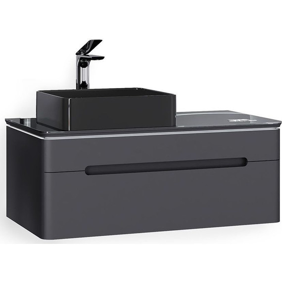 Тумба подвесная со столешницей Jorno Shine 100 см Shi.01.100-M/P/A (с МФУ) антрацит - фото 4