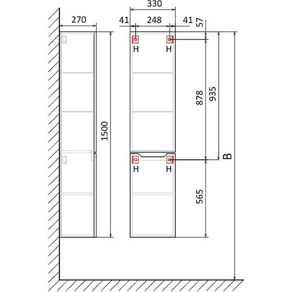 Пенал подвесной Jorno Slide 33 см Sli.04.150/P/W, белый - фото 4