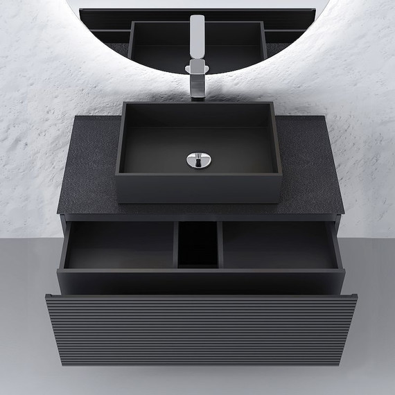 Тумба подвесная со столешницей Jorno Stone 100 см Stn.01.100/P/A/JR, антрацит - фото 4
