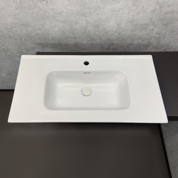 Тумба напольная с раковиной Comforty Клеон 90H см, белый/дуб дымчатый - фото 2