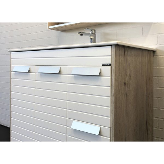 Тумба напольная с раковиной Comforty Клеон 90H см, белый/дуб дымчатый - фото 6