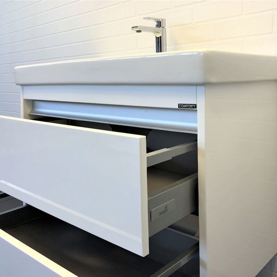 Тумба подвесная с раковиной Comforty Дублин 90 см, белый - фото 7