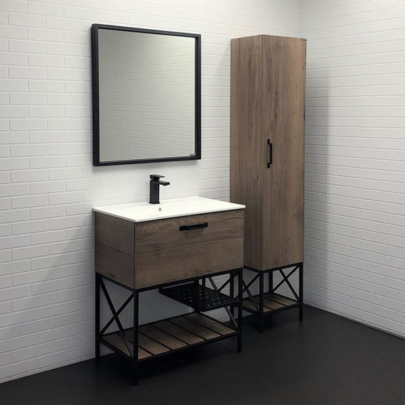 Тумба напольная с раковиной Comforty Бредфорд 90 см (раковина белая) дуб тёмный - фото 3