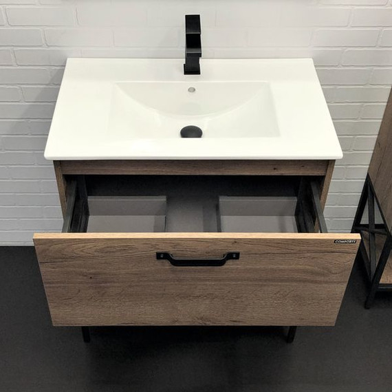 Тумба напольная с раковиной Comforty Бредфорд 90 см (раковина белая) дуб тёмный - фото 5