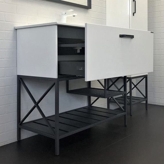 Тумба напольная с раковиной Comforty Бредфорд 90 см, белый/графит - фото 6