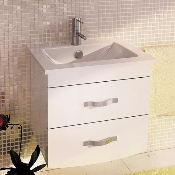 Тумба подвесная с раковиной Comforty Лаура-60-2 см, белый - фото 