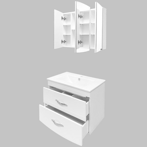 Тумба подвесная с раковиной Comforty Лаура-75-2 см, белый - фото 7