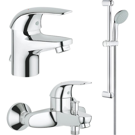 Набор смесителей 3 в 1 для ванны с коротким изливом Grohe Start Eco 23265000+23270000+2785300 - фото 