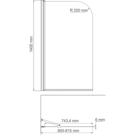 Шторка для ванны WasserKraft Berkel 80 см 35P01-80W Fixed, белый/прозрачное - фото 2