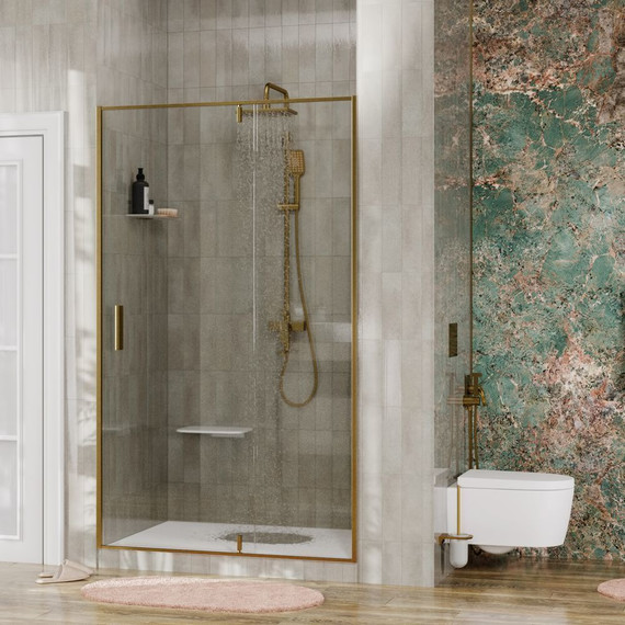 Душевая дверь WasserKraft Aisch 120 см 55P05, золото/прозрачное - фото 2