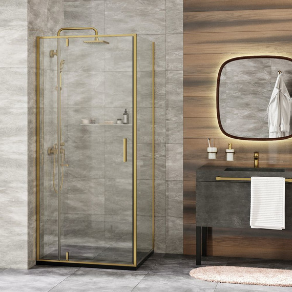 Душевое ограждение WasserKraft Aisch 100x100 см 55P19, золото/прозрачное - фото 2