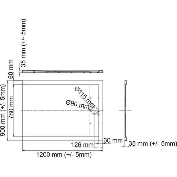 Поддон каменный WasserKraft Abens 120х90 см 20T07, чёрный матовый - фото, картинка 2 Поддон каменный WasserKraft Abens 120х90 см 20T07, чёрный матовый - фото 2