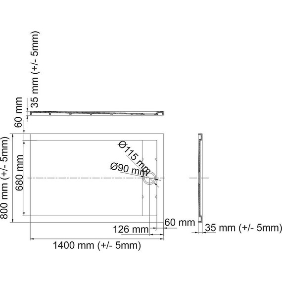 Поддон каменный WasserKraft Abens 140х80 см 20T35, чёрный матовый - фото 2