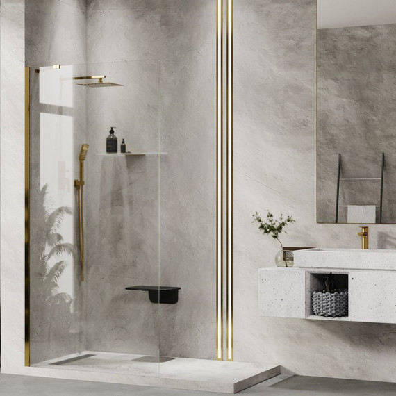 Душевая перегородка WasserKraft Aisch 90 см 55W39, золото/прозрачное - фото 2