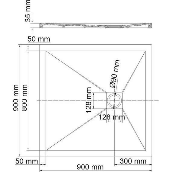 Поддон каменный WasserKraft Aller 90х90 см 10T03, слоновая кость матовая - фото 2