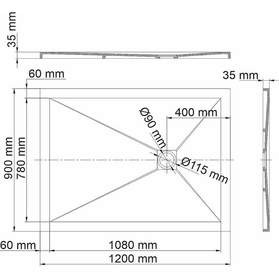 Поддон каменный WasserKraft Aller 120х90 см 10T07, слоновая кость матовая - фото 2