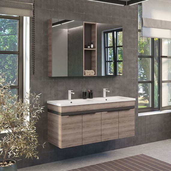 Тумба подвесная с раковиной Comforty Дуэт 125 см, дуб натуральный - фото 3