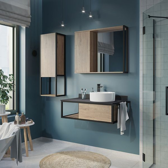 Тумба подвесная с раковиной Comforty Лиссабон 95 см R, дуб тёмный - фото 3