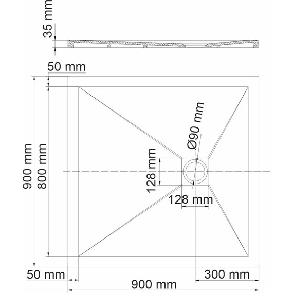 Поддон каменный WasserKraft Dill 90х90 см 61T03, чёрный матовый - фото 2