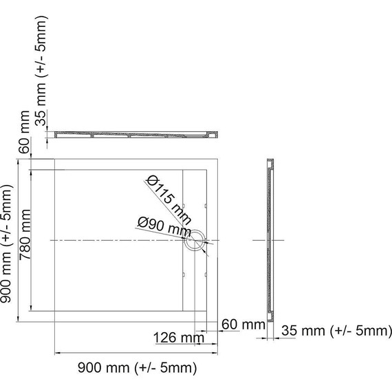 Поддон каменный WasserKraft Mindel 90х90 см 85T03, белый матовый - фото 2