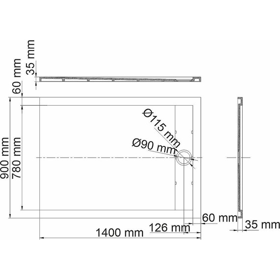 Поддон каменный WasserKraft Neime 140х90 см 19T36, чёрный мрамор - фото 2