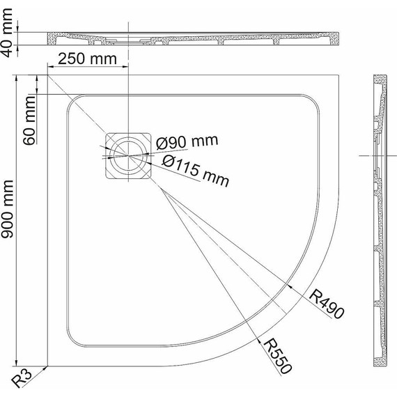 Поддон каменный WasserKraft Rhin 90х90 см 44T01, белый мрамор - фото 2