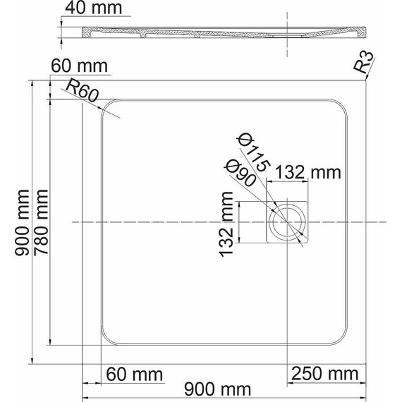 Поддон каменный WasserKraft Rhin 90х90 см 44T03, белый мрамор - фото 2