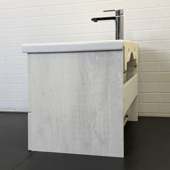 Тумба подвесная с раковиной Comforty Никосия 70П 70 см, дуб белый - фото 6