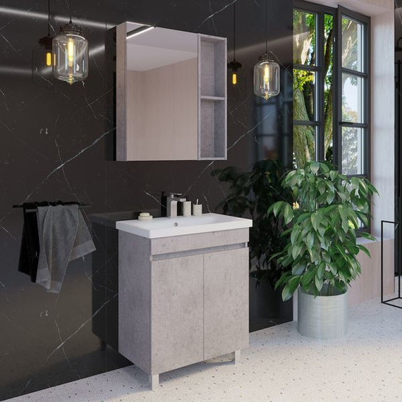 Тумба напольная с раковиной Comforty Осло 70НД 70 см, бетон светлый - фото 3