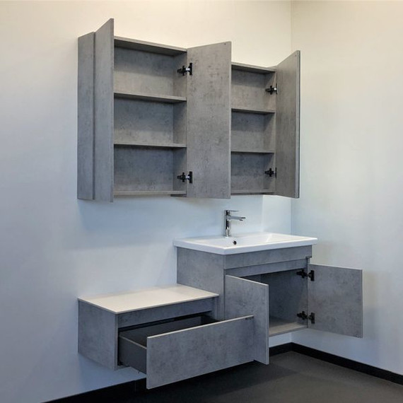 Тумба подвесная с раковиной Comforty Осло 70ПД 70 см, бетон светлый - фото 5