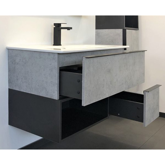 Тумба подвесная с раковиной Comforty Франкфурт 90 см (раковина Quadro 90 белая), бетон светлый - фото 6