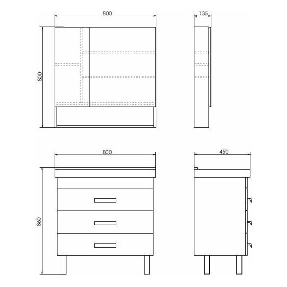Тумба напольная с раковиной Comforty Никосия 80H 80 см, дуб тёмный - фото 9