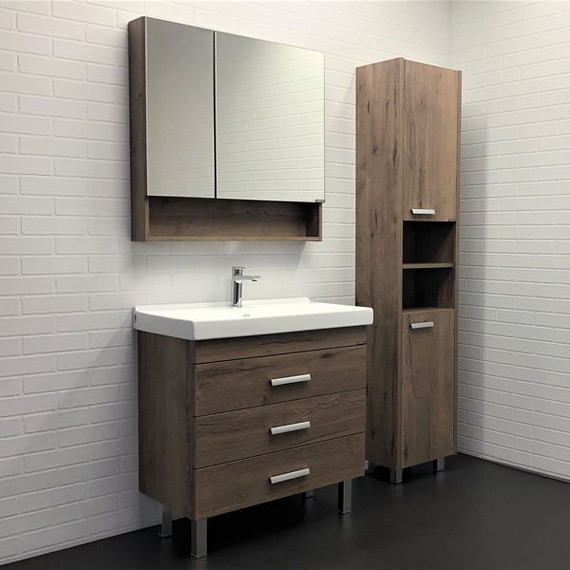 Тумба напольная с раковиной Comforty Никосия 80H 80 см, дуб тёмный - фото 6