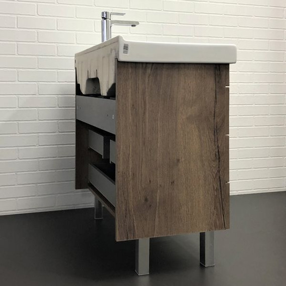 Тумба напольная с раковиной Comforty Никосия 80H 80 см, дуб тёмный - фото 3