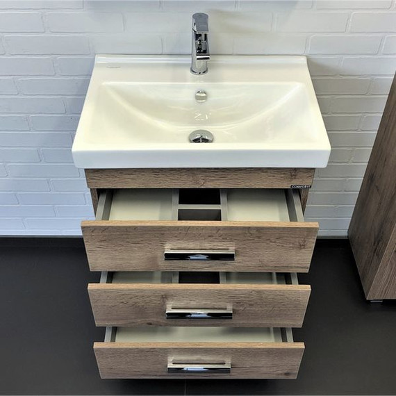 Тумба напольная с раковиной Comforty Никосия 60H 60 см, дуб тёмный - фото 5