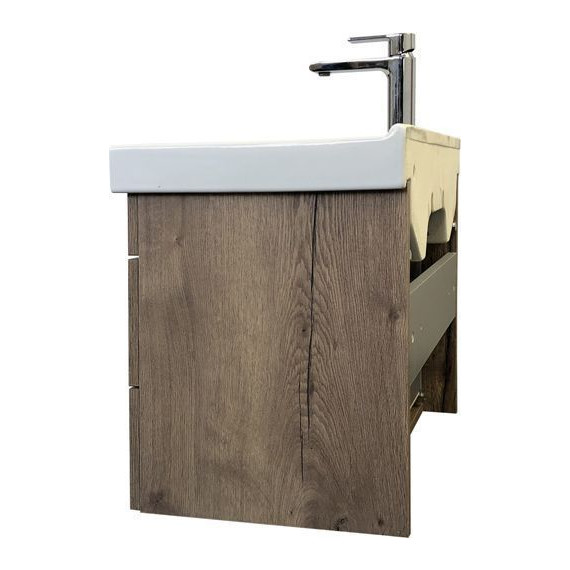 Тумба подвесная с раковиной Comforty Никосия 60П 60 см, дуб тёмный - фото 8