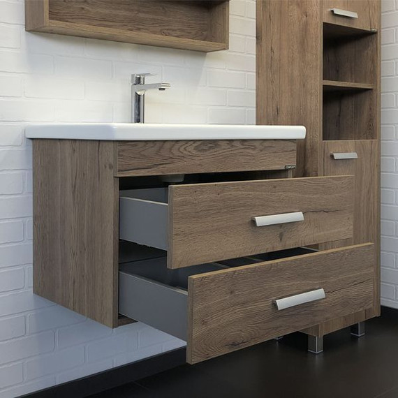 Тумба подвесная с раковиной Comforty Никосия 70П 70 см, дуб тёмный - фото, картинка 5 Тумба подвесная с раковиной Comforty Никосия 70П 70 см, дуб тёмный - фото 5