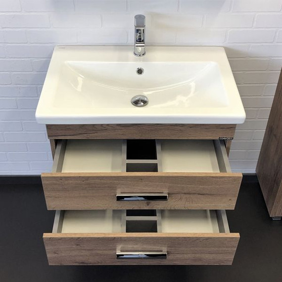 Тумба подвесная с раковиной Comforty Никосия 70П 70 см, дуб тёмный - фото, картинка 6 Тумба подвесная с раковиной Comforty Никосия 70П 70 см, дуб тёмный - фото 6