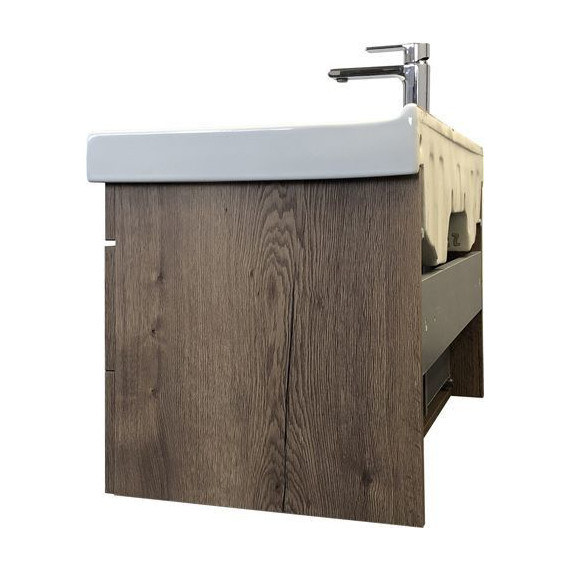 Тумба подвесная с раковиной Comforty Никосия 80П 80 см, дуб тёмный - фото 7