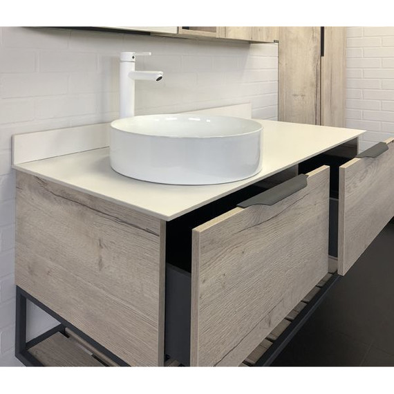 Тумба подвесная с раковиной Comforty Порто 120-1 см, дуб дымчатый - фото 6