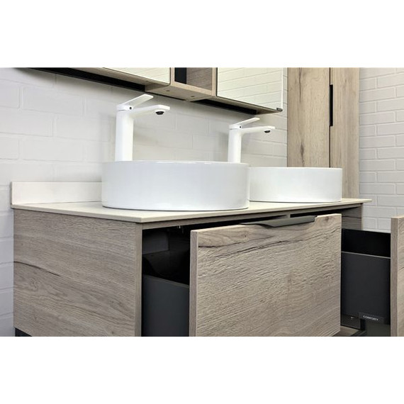 Тумба подвесная с раковинами Comforty Порто 120-2 см, дуб дымчатый - фото 7