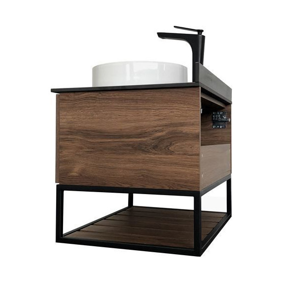 Тумба подвесная с раковиной Comforty Порто 75 см, дуб тёмно-коричневый - фото 7