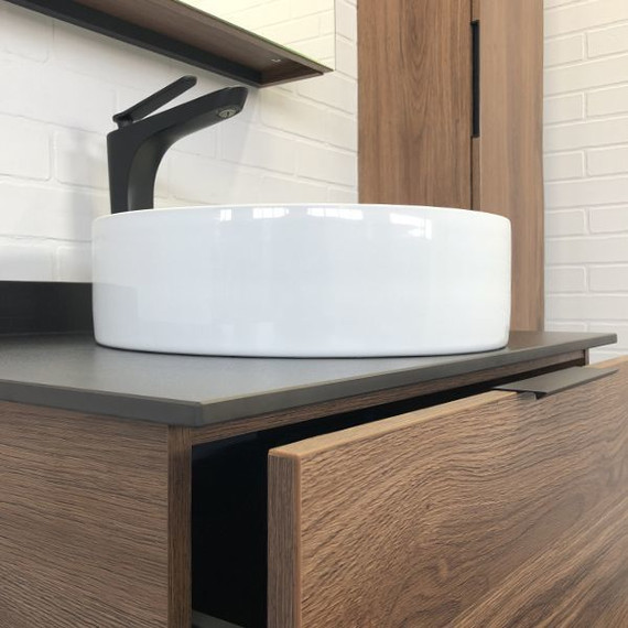 Тумба подвесная с раковиной Comforty Порто 75 см, дуб тёмно-коричневый - фото 8