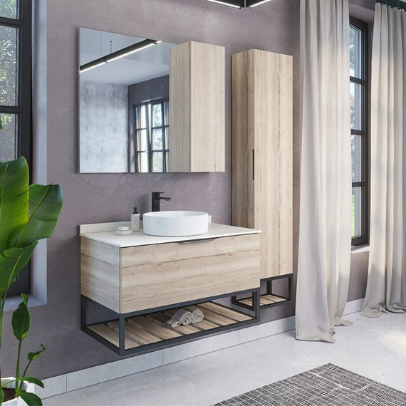 Тумба подвесная с раковиной Comforty Порто 90 см, дуб дымчатый - фото 4