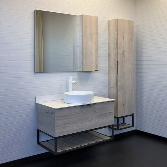 Тумба подвесная с раковиной Comforty Порто 90 см, дуб дымчатый - фото 5