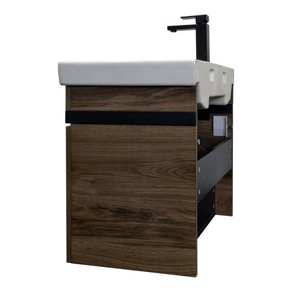 Тумба подвесная с раковиной Comforty Соло 70 см, дуб тёмно-коричневый - фото 6